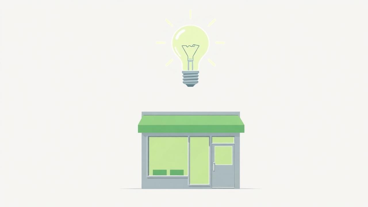 A small business with a bright idea above the storefront
