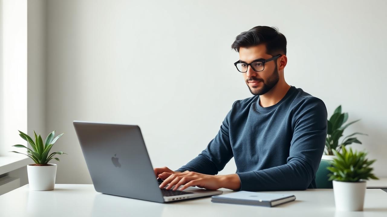 A small business owner working confidently on a laptop